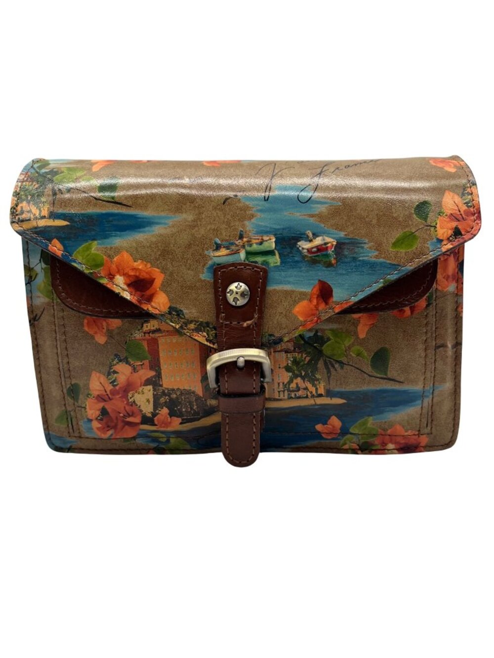 Patricia Nash French Riviera Print Leather Crossbody